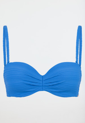 Bandeau-Bikini-Top mit Schale Jersey recycelt Streifen aquarium - Aqua