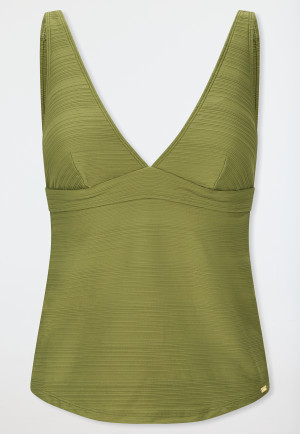 Tankini top jersey stripes olive - aqua
