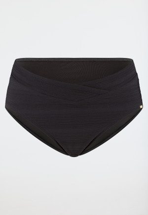Bikini briefs retro jersey recycled stripes black - aqua