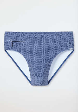 Badehose mit Reißverschlusstasche navy gemustert - Aqua