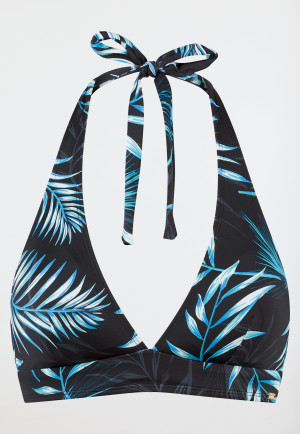 Triangel-Bikini-Top Jersey recycelt Palmen multicolor - Aqua
