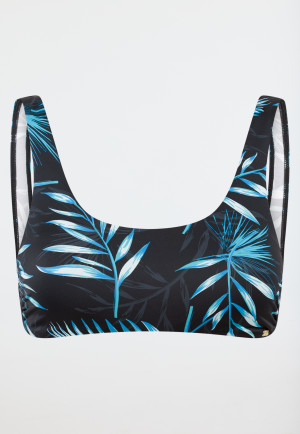 Bustier-Bikini-Top Jersey recycelt Palmen multicolor - Aqua