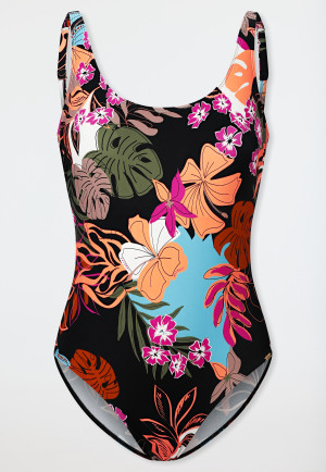 Badeanzug Jersey Blumen multicolor - Aqua