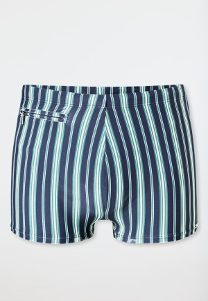 Badehose mit Reißverschlusstasche Jersey Streifen lime - Aqua