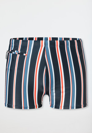 Badehose mit Reißverschlusstasche Wirkware recycelt Streifen nachtblau - Aqua