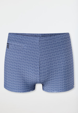 Badehose mit Reißverschlusstasche Jersey navy gemustert - Aqua