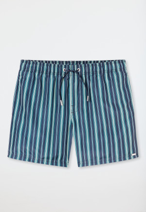 Swim shorts woven fabric stripes lime - aqua