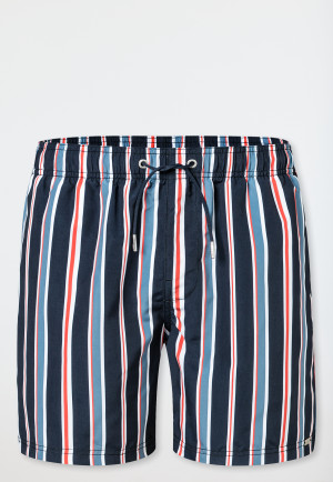 Badeshorts Webware recycelt Streifen nachtblau - Aqua