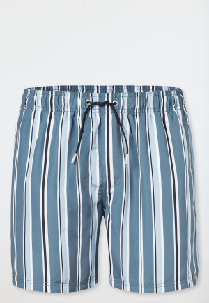 Swim trunks woven fabric recycled stripes atlantic blue - Aqua