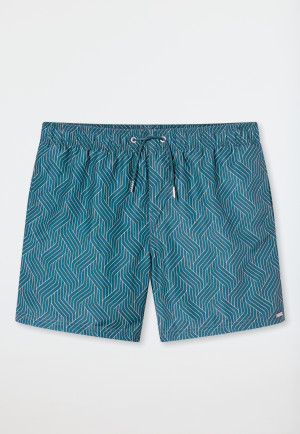 Swim trunks woven fabric lime patterned - Aqua