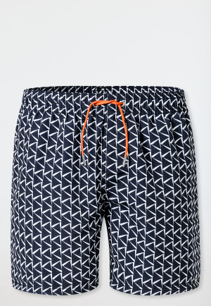 Badeshorts Webware recycelt nachtblau gemustert - Aqua