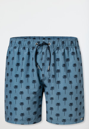 Badeshorts Webware recycelt Palmen atlantikblau - Aqua
