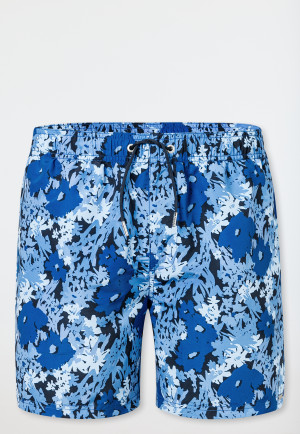 Short de bain matière tissée recyclée fleurs multicolores- Aqua