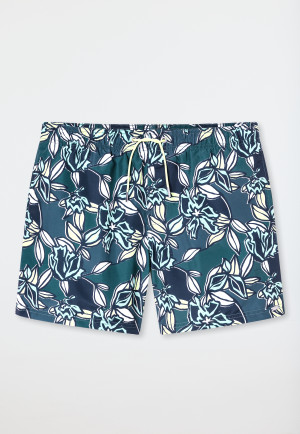 Swim trunks woven fabric multicolor patterned - Aqua
