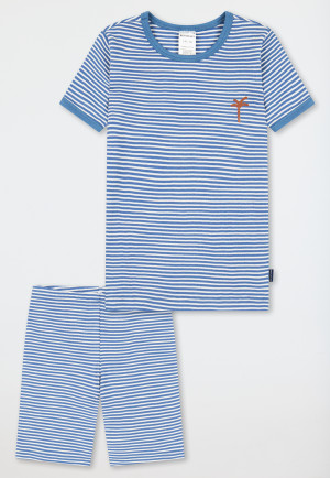 Schlafanzug kurz Ringel jeansblau - Natural Love