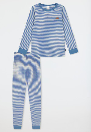 Schlafanzug lang Ringel jeansblau - Natural Love