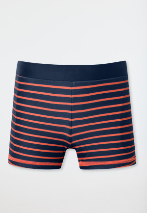 Swimming trunks recycled knitwear SPF40+ stripes orange - aqua