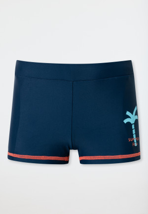 Swimming trunks recycled knitwear SPF40+ palm tree midnight blue - Aqua