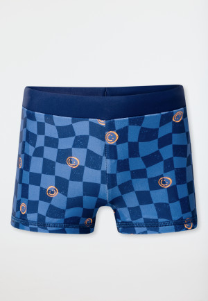 Zwembroeken Single Jersey SPF40+ ruitjes smiley indigo - Aqua