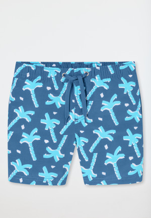 Swim trunks woven fabric recycled SPF40+ palm trees air - Aqua