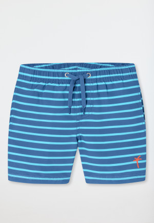 Swim trunks woven fabric recycled SPF40+ stripes aqua - Aqua