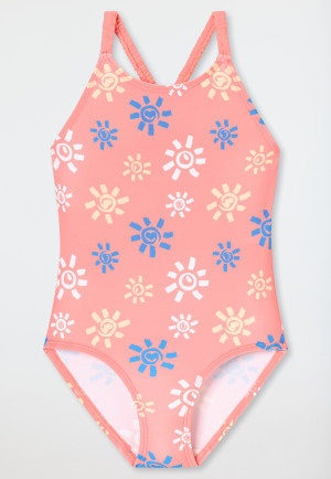 Badpak gebreide stof LSF40+ zon pink - aqua