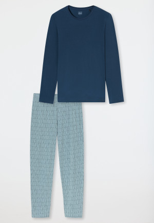 Deep Blue Long-Sleeved Pyjamas - Long Life Soft