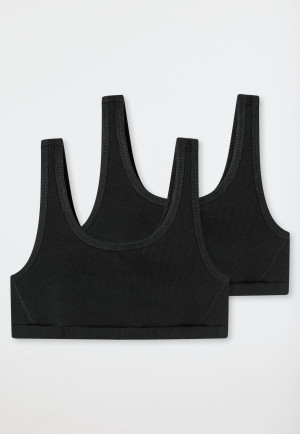 Bustiers 2er-Pack schwarz - Pure Rib