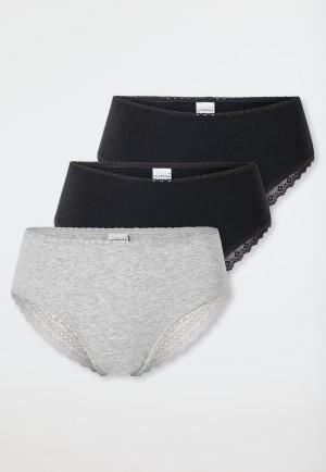 Lot de 3 dentelles brésiliennes noir/gris chiné - Modern Multipacks