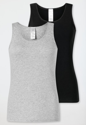 Tops 2-pack lace black/ gray melange - Modern Multipacks