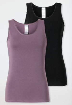 Trägertops 2er-Pack Spitze schwarz/lila - Modern Multipacks