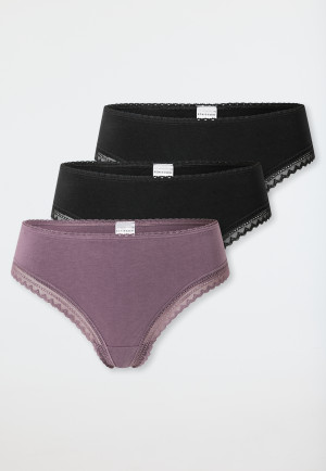Cheeky-Strings 3er-Pack Spitze schwarz/lila - Modern Multipacks