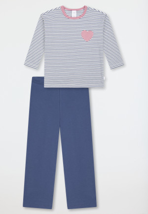 Long pyjamas striping heart denim blue - Kids Nightwear