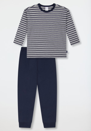 Pigiama lungo con polsini a righe blu scuro - Nightwear per bambini