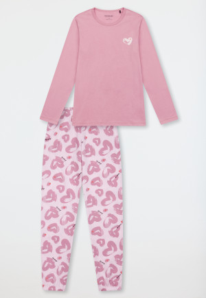 Schlafanzug lang Herzchen rosenholz - Teens Nightwear