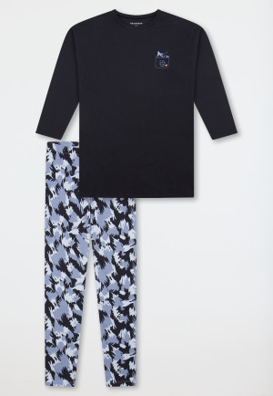 Schlafanzug lang Leggings Katze navy - Teens Nightwear