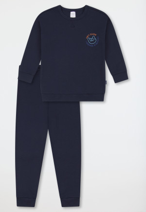 Pyjama lange interlock manchetten donkerblauw - Kids Nightwear