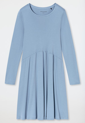 Camicia da notte a manica lunga in interlock grigio-blu - Modern Nightwear
