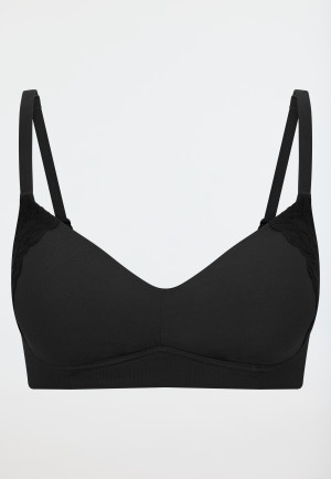 Soft bra with cup lace black - Unique Cotton