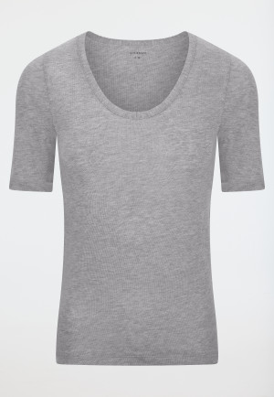 Shirt short sleeve v-neckline gray mottled - Premium Warming
