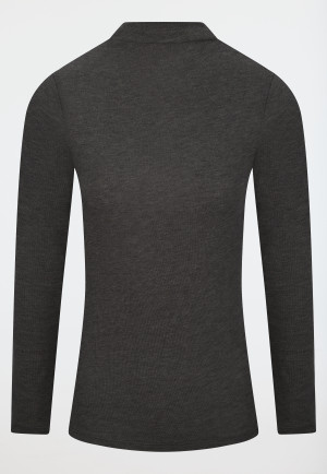 Shirt mit Rolli langarm dunkelgrau-meliert - Premium Warming
