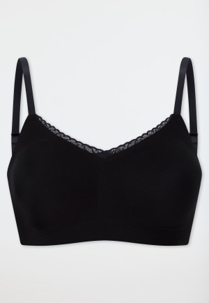 Naadloos bustier met uitneembare pads, kant, zwart - Invisible Soft Lace
