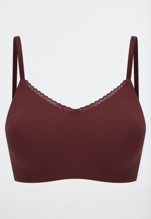 Bustier naadloze uitneembare pads kant wijnrood - Invisible Soft Lace