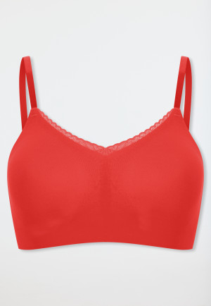 Bustier seamless herausnehmbare Pads Spitze chilli rot - Invisible Soft Lace