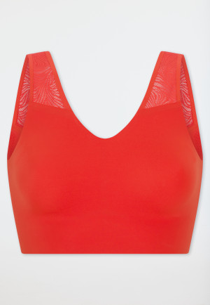 Bustier seamless herausnehmbare Pads Spitze chilli rot - Invisible Soft Lace