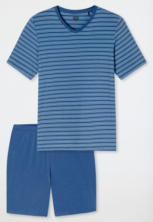 Pyjama court rayures bleu atlantique - Long Life Soft