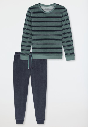 Long pyjamas terry towelling stripes mineral - Casual Nightwear