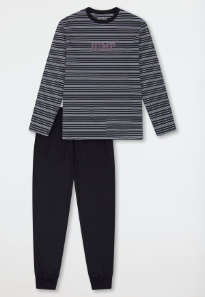 Schlafanzug lang Ringel navy - Teens Nightwear