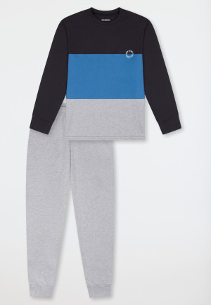 Pyjamas long pyjamas with color blocking gray mottled - Teens Nightwear