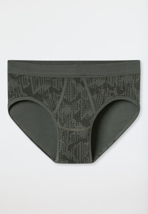Sports briefs Interlock fly patterned dark green - Fine Interlock